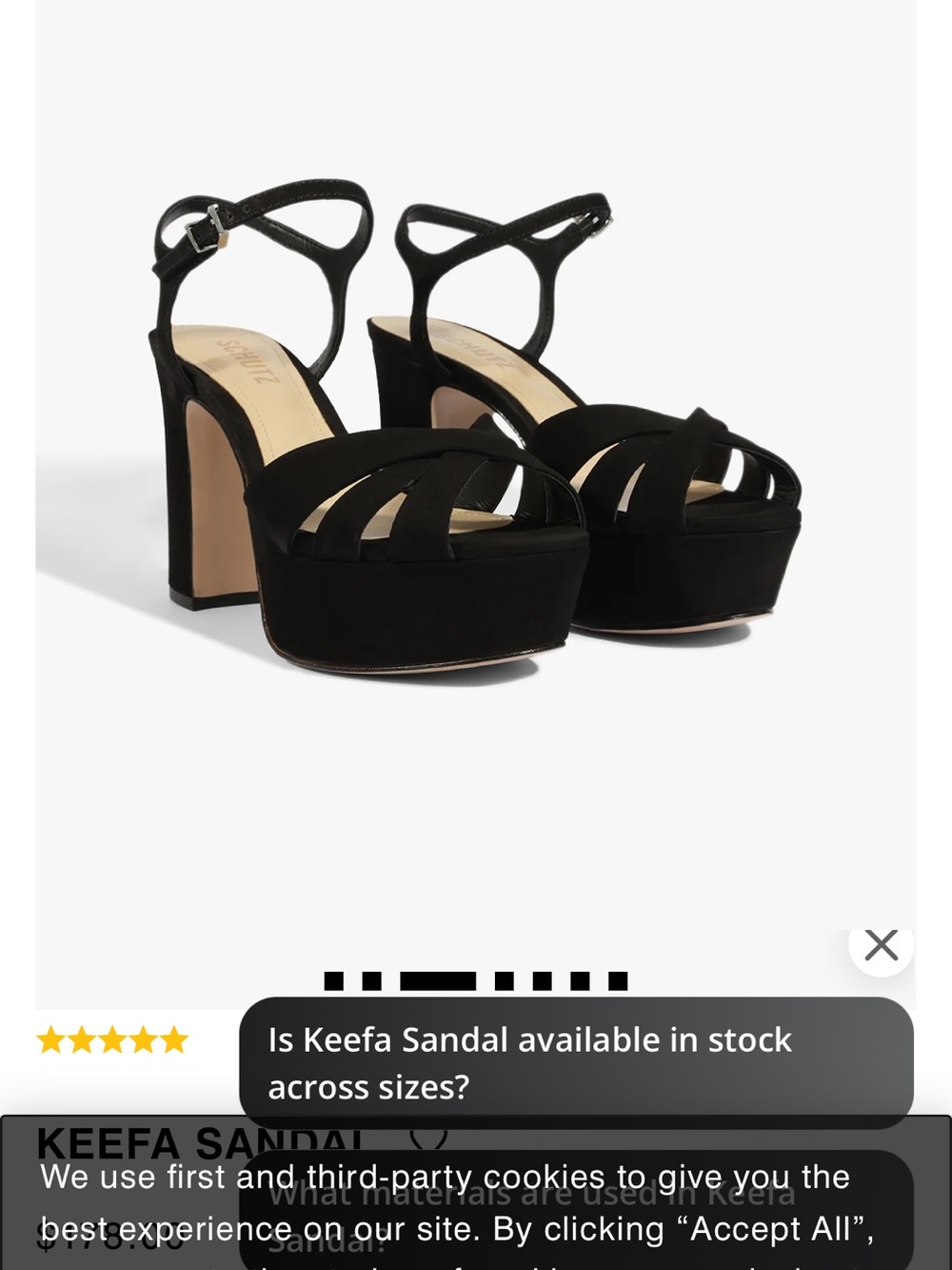 Schutz Keefa Sandal Black Suede Platform Block Heel  - Women's 8